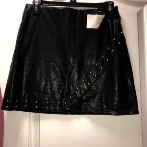 Black Leather Studded Skirt